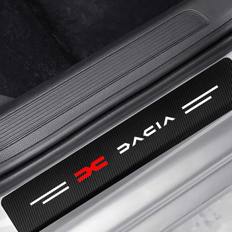4pc Carbon fiber threshold sticker for cars Pedal protection sticker For Dacia Duster Logan MCV Sandero Stepway Dokker Lodgy Car