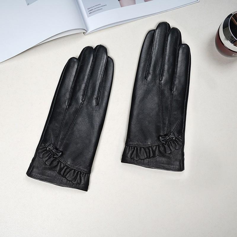 Womens Genuine Leather Gloves Winter Warm Fleece Lined Touchscreen Driving Cycling Fashion Sheepskin