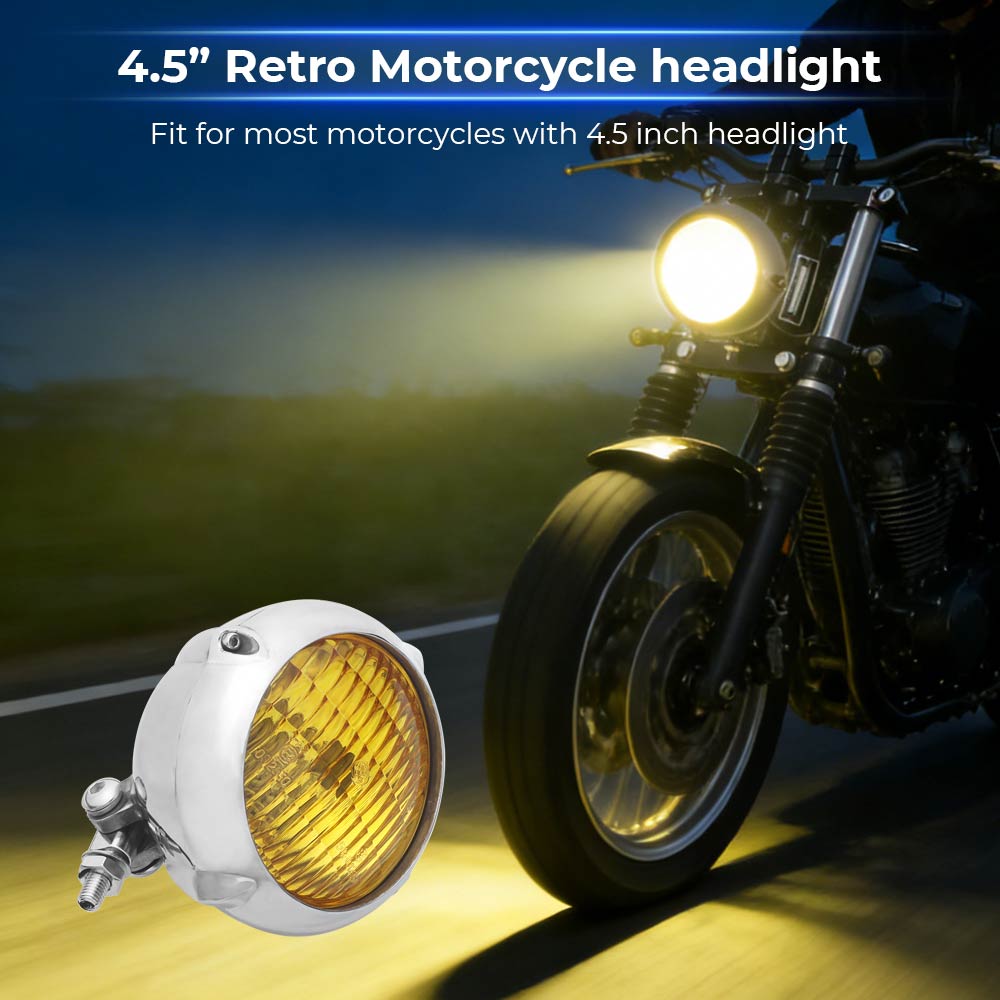 Retro Headlight 4.5 inch 12V DC Motorcycle Accessories For Harley Kawasaki Honda Yamaha Suzuki Chopper Cafe Racer Bobber Cruiser