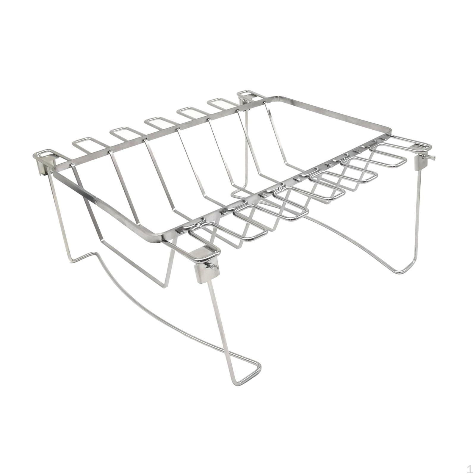 

3 in 1 Rectangle Rib Rack, Chicken Leg Foldable Drumstick Holder for Cooking, Meat,