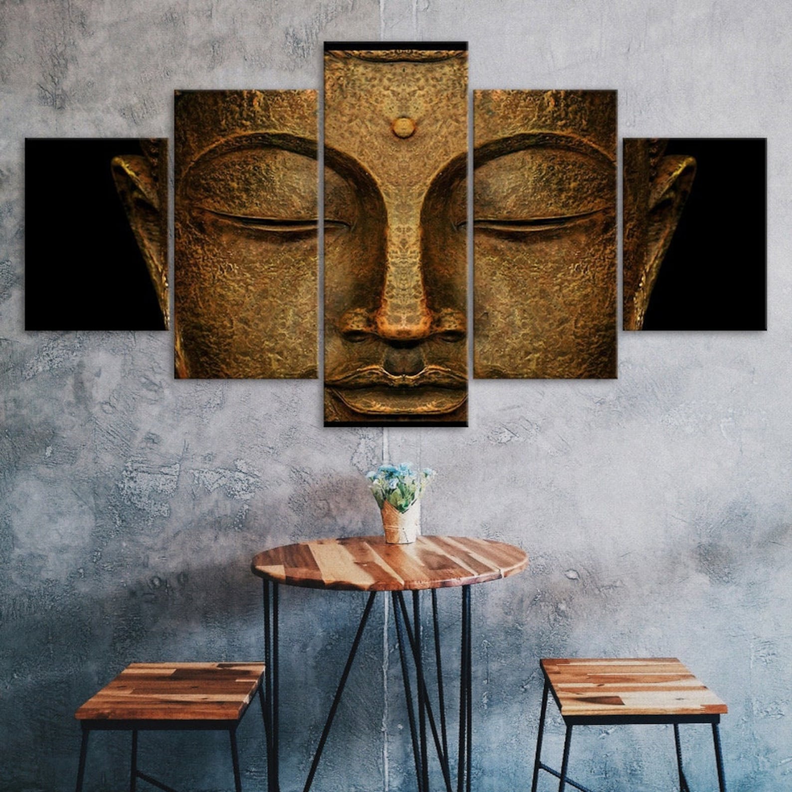 

Buddha Meditation State 5 Piece Five Panel Wall Canvas Print Modern Art Poster Picture Home Decor Gift For Him For Her 20X35 20X45 20X55CM