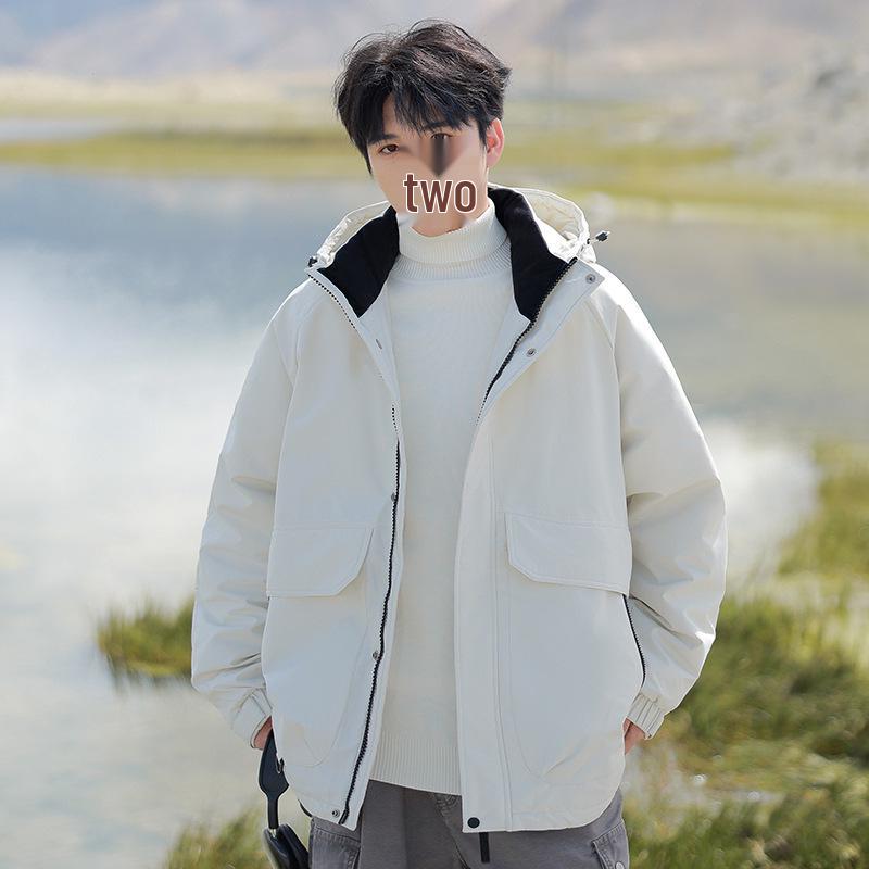 Unisex Winter Down Jacket: Men's Hooded, Loose Fit, Trendy Fashion Outerwear, Casual Couple Style.