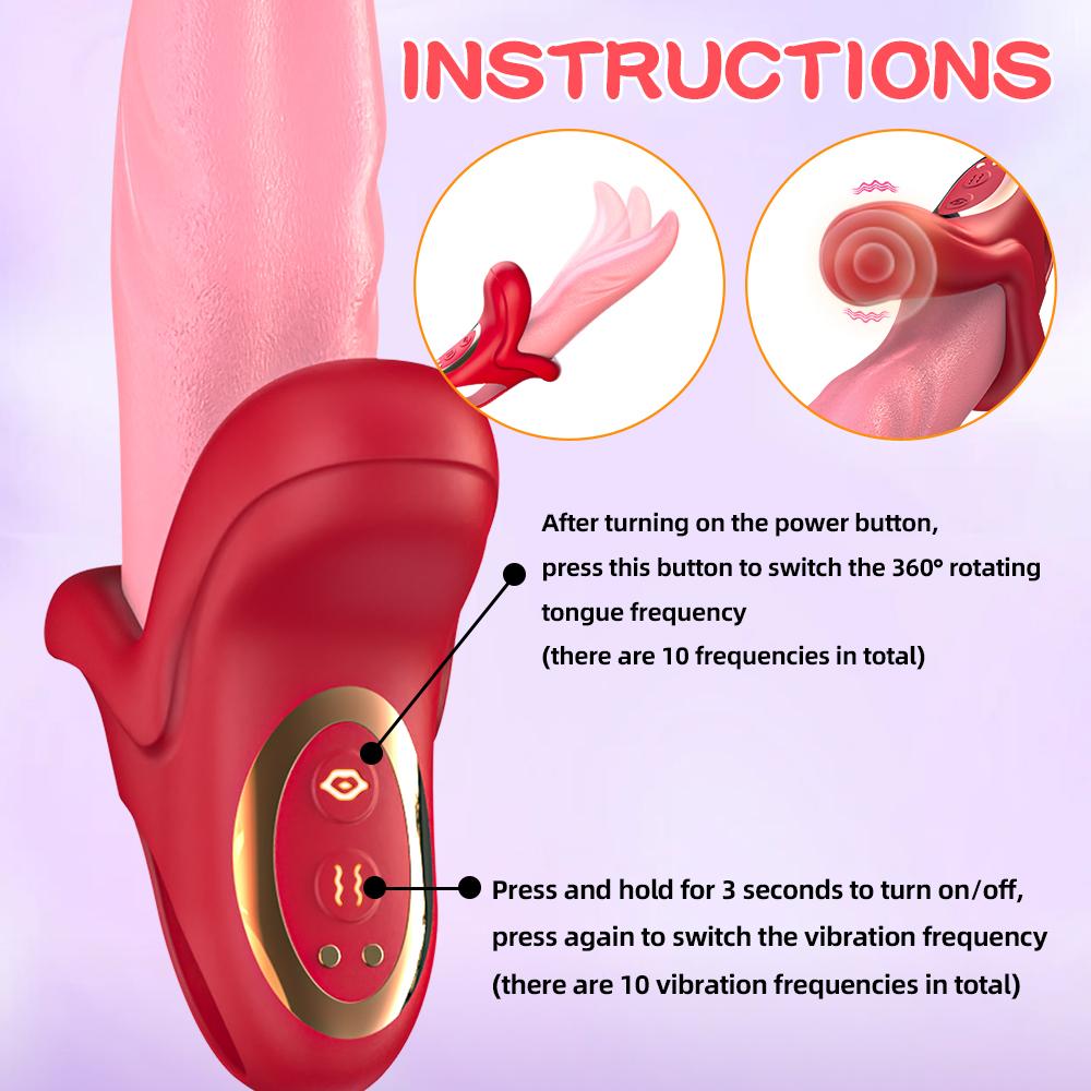 Tongue Vibrator Clitoral Tongue Licking Sexy Adult G-Spot Stimulator Vagina Massager Vibrator Tongue Licking Swing Vibrator Female Adult Sex Toy