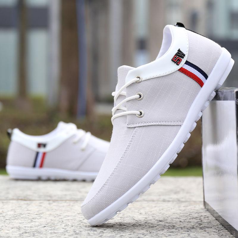 

Мужская модная дышащая парусиновая обувь повседневная обувь на плоской подошве удобная обувь для ходьбы 40 серый