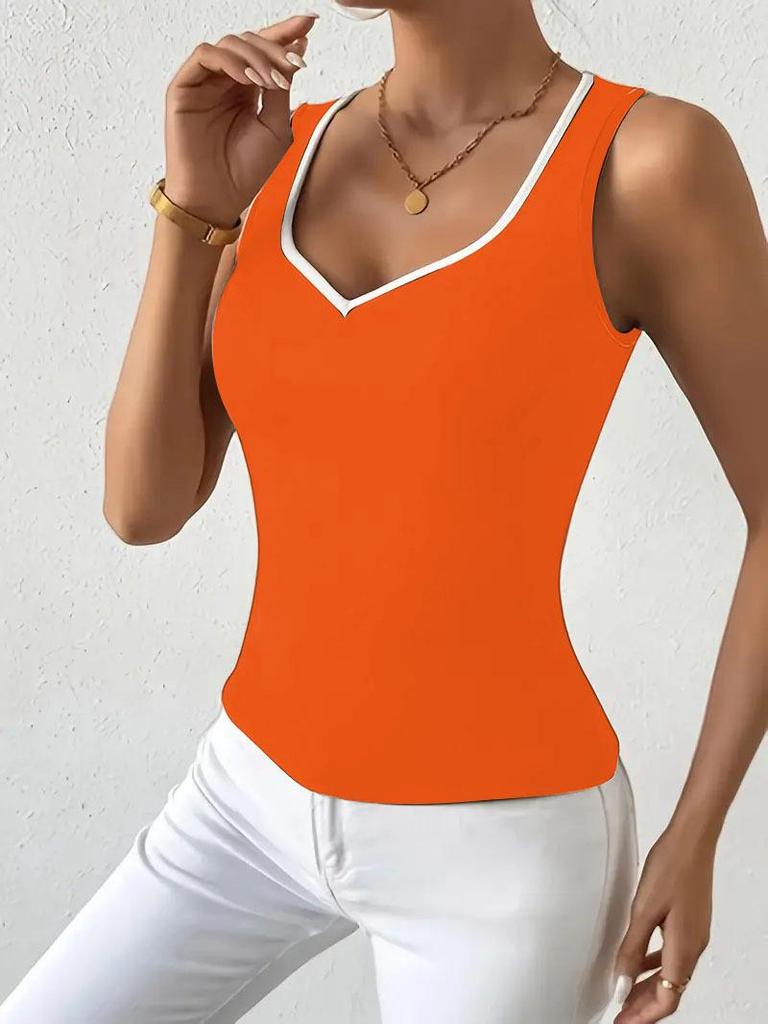 New Black & White V-Neck Fashion Camisole: Casual, All-Season Style