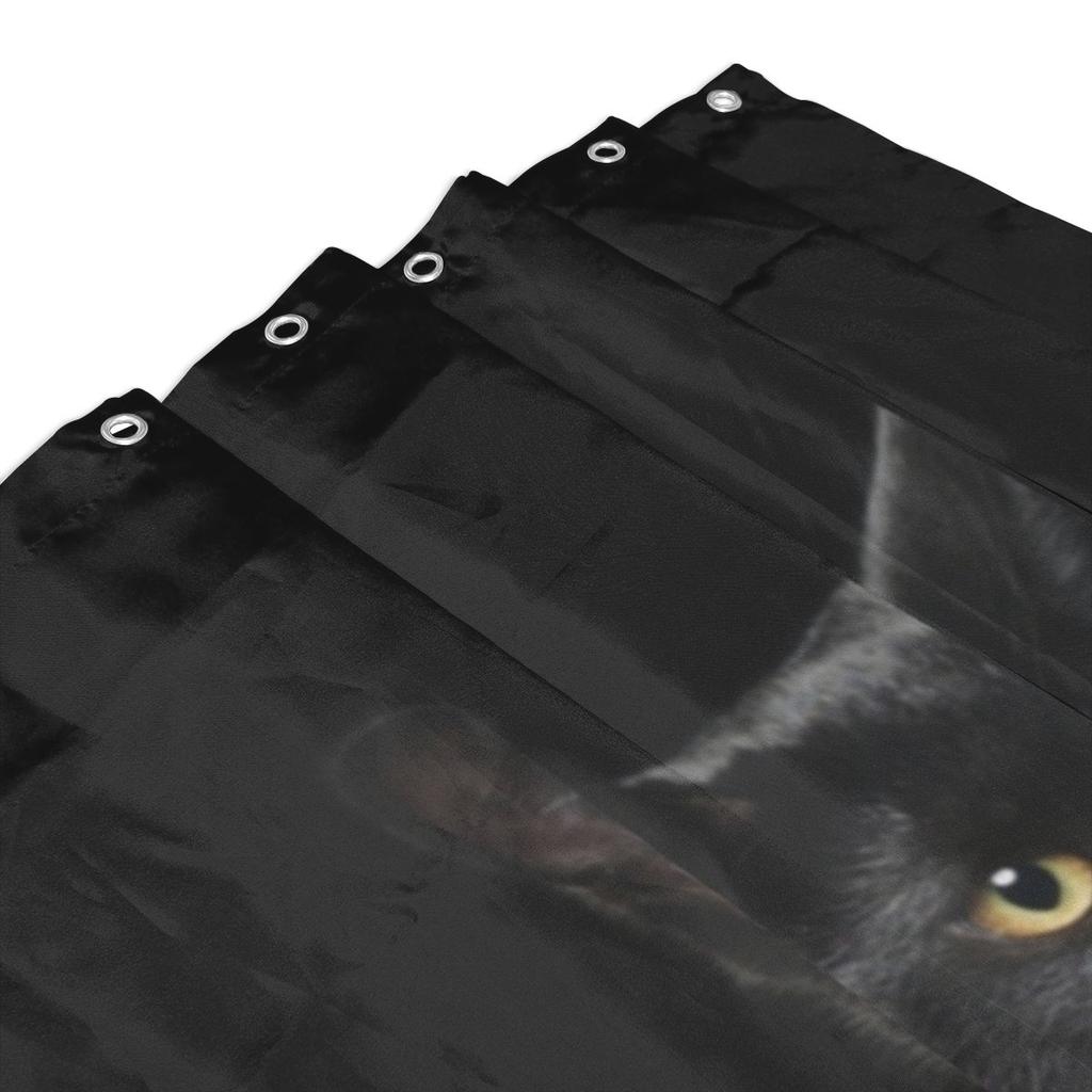 Black Cat Shower Curtain Bathroom Polyester Waterproof Bath Curtains With Hooks