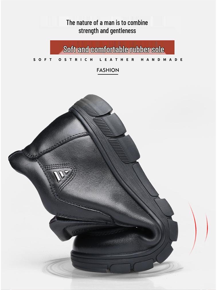 Men's High-Top Leather Shoes, Thick-Soled and Warm, for Middle-Aged, Style QN2788-6