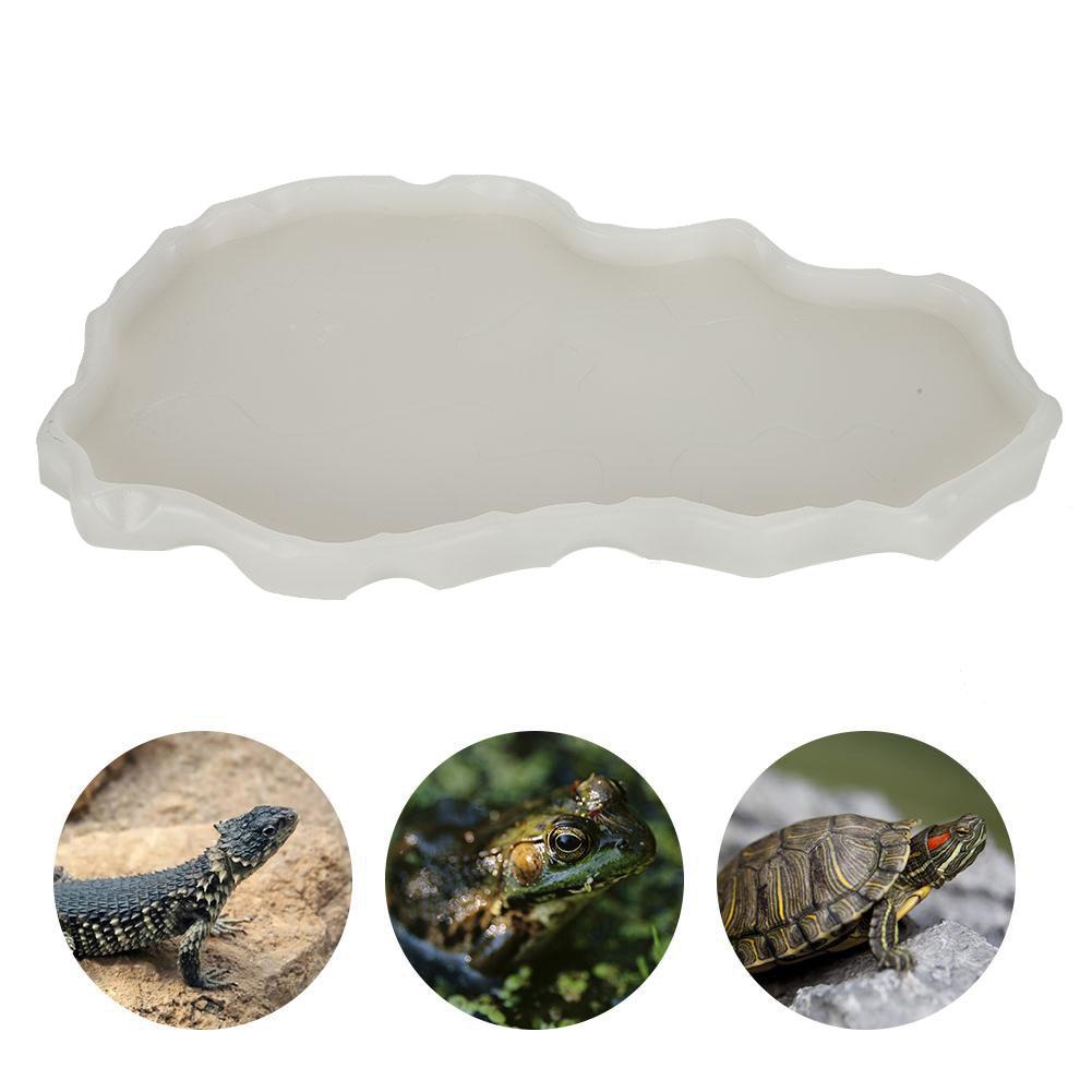 NW29 Plastic Reptiles Feeder Basin Snake Frogs Drinking Feeding Dish Landscape Decorations