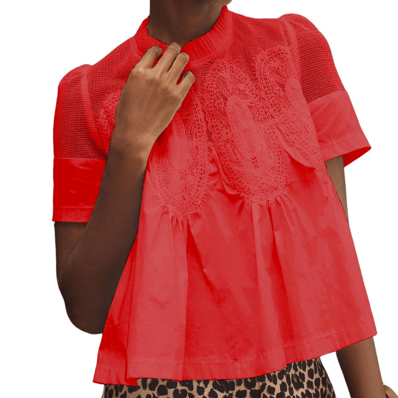 

Women s Solid Color Casual Fashion Short Sleeved Pullover Top XL красный