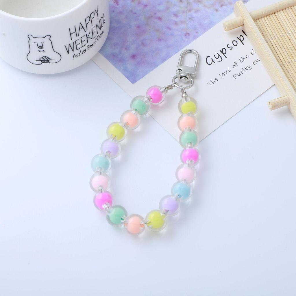 Candy Color Beaded Earphone Pendant - DIY Jewelry Accessories with Acrylic Beads for Phone and Bag Chains