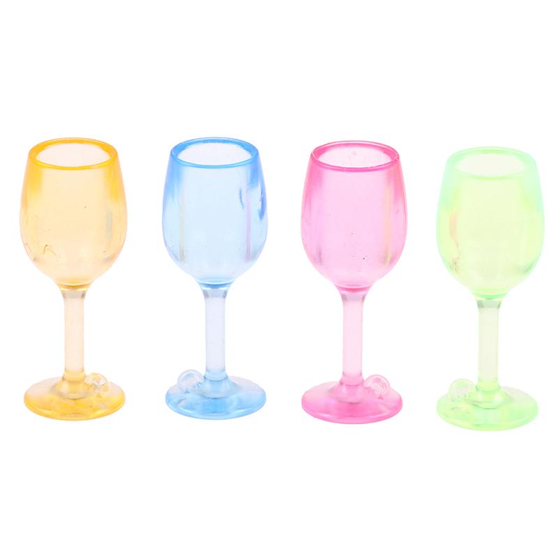 5Pcs 1:12 Doll Houses Colorful Wine Glass Cup Goblet Bar Drinking Miniature