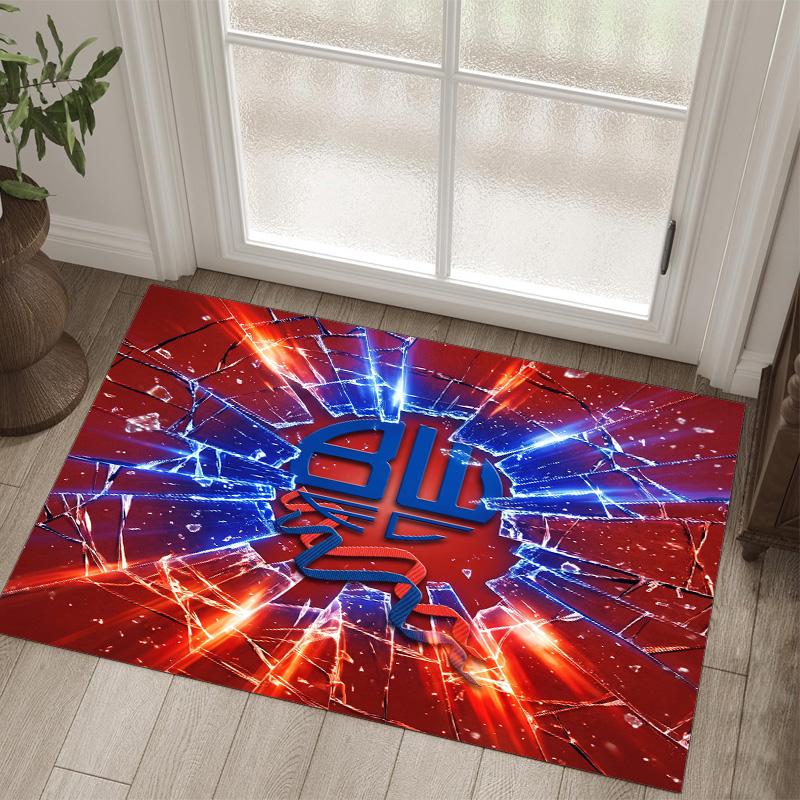 Bolton Wanderers FC Design Crystal Velvet Carpet Cozy Non?Slip Printed Rug For Bedroom Living Room Entrance