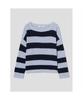 8SECONDS Loose Fit Striped Boat Neck Pullover Blue