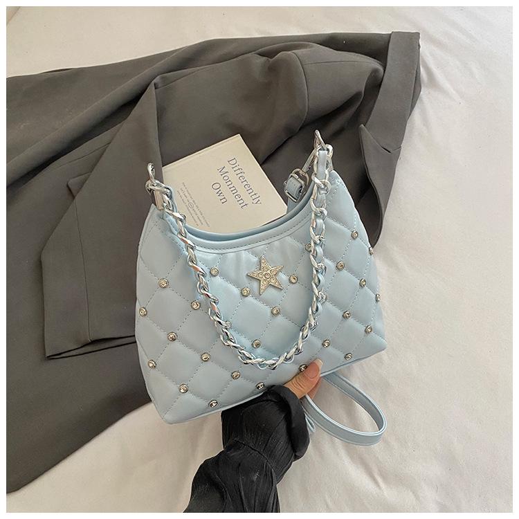 Rhombus Chain Bag Women's 2025 Summer New Niche Casual Messenger Bag High Value Foreign Shoulder Tote Bag