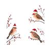 1 Peça Três Pássaros Com Chapéus de Papai Noel Adesivos de Janela Tema de Natal Galhos de Frutas Vermelhas Adesivos de Parede Decorativos Para Vidro e Janela