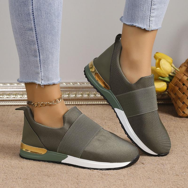 Summer Women's Elastic Mesh Surface Casuals Rubber Soft Sole Breathable Slip On Sneakers Solid Color Flat Casual Shoes for Women