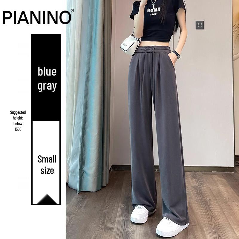 

Women s Summer 2025 High Waist Ice Silk Pants - Thin Copper Ammonia, Narrow to Wide Leg, Straight Leg Draped Trousers XL (121-130 jin)