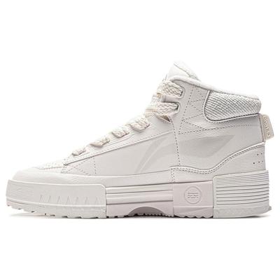 Li Ning Mileage Casual Versatile Non-Slip Wear-Resistant Mid-Top Skate Shoes Women Sneakers White AGCT284-2