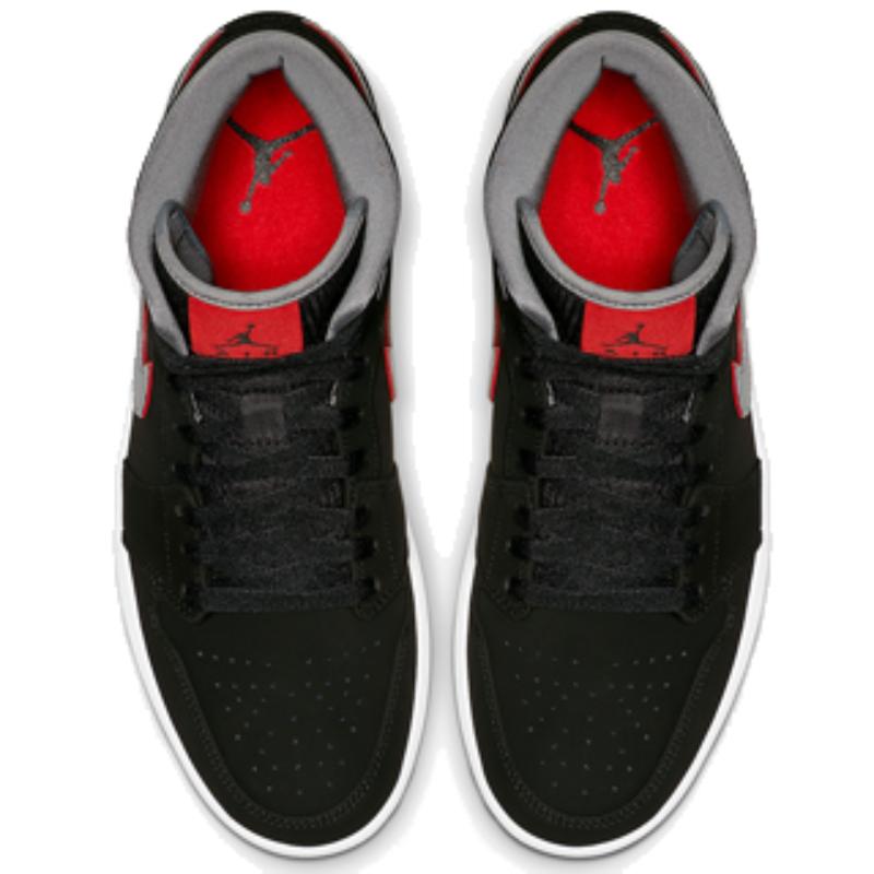 Jordan 1 Mid Black Particle Grey Gym Red Jordan 554724-060