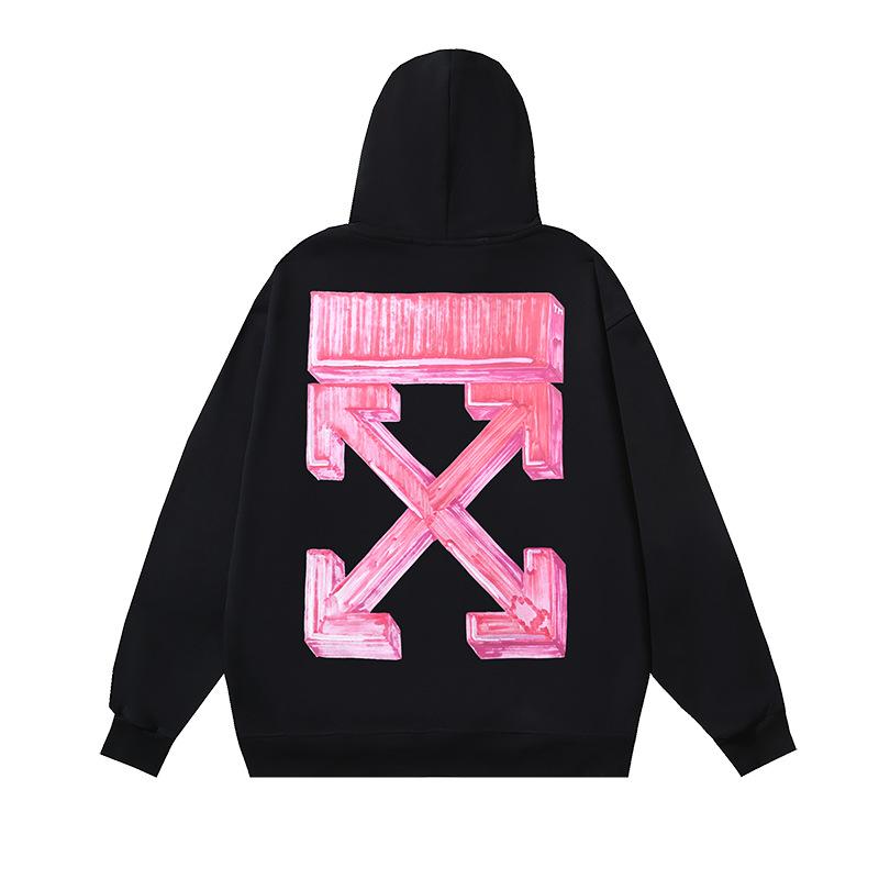 1237 Off-White 2025 Autumn and Winter New OW Three-dimensional Square Arrow Pattern Men's and Women's Hooded Sweatshirt