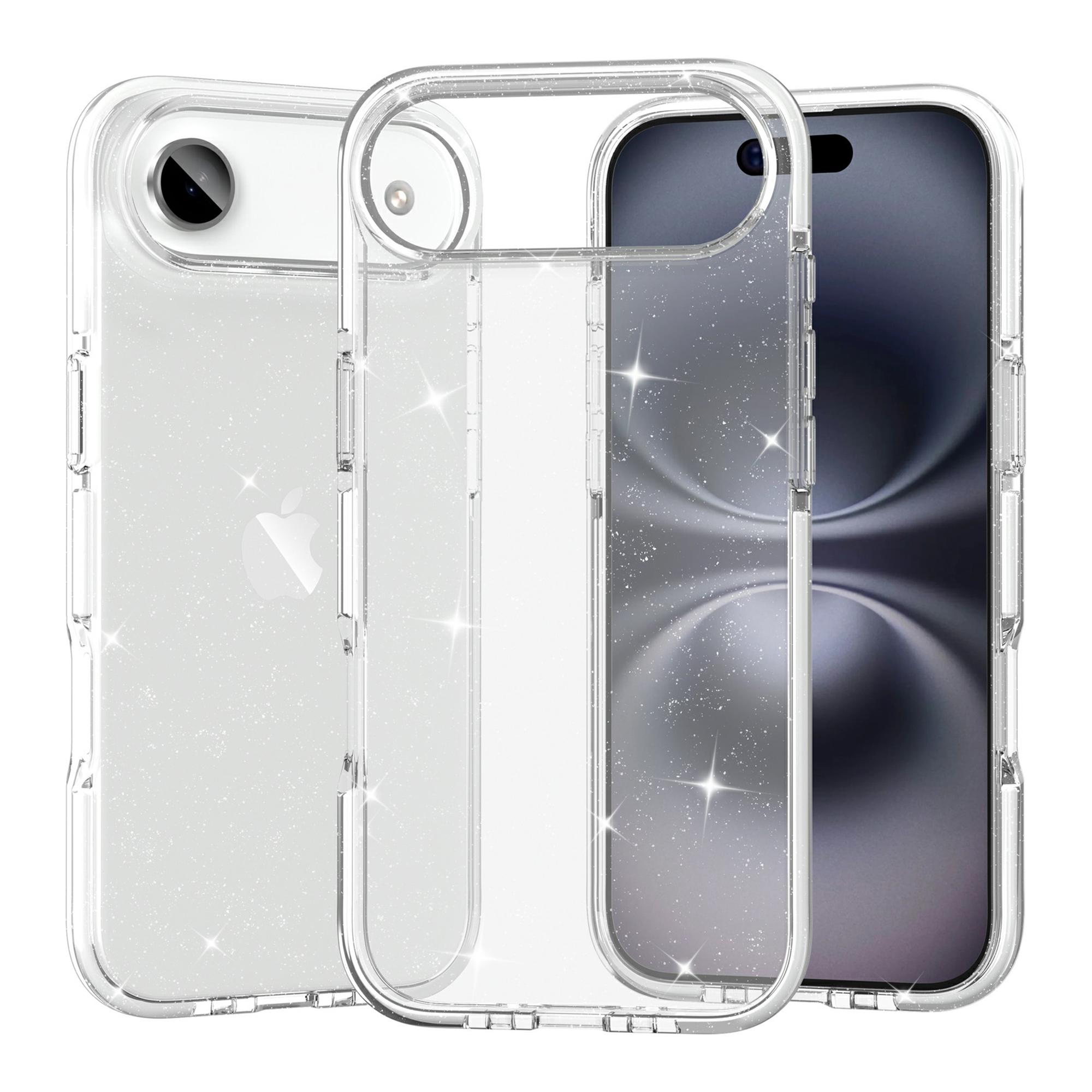 For iPhone Air Glitter Case PC Back TPU+TPE Frame Bling Sparkle Shockproof Cover A
