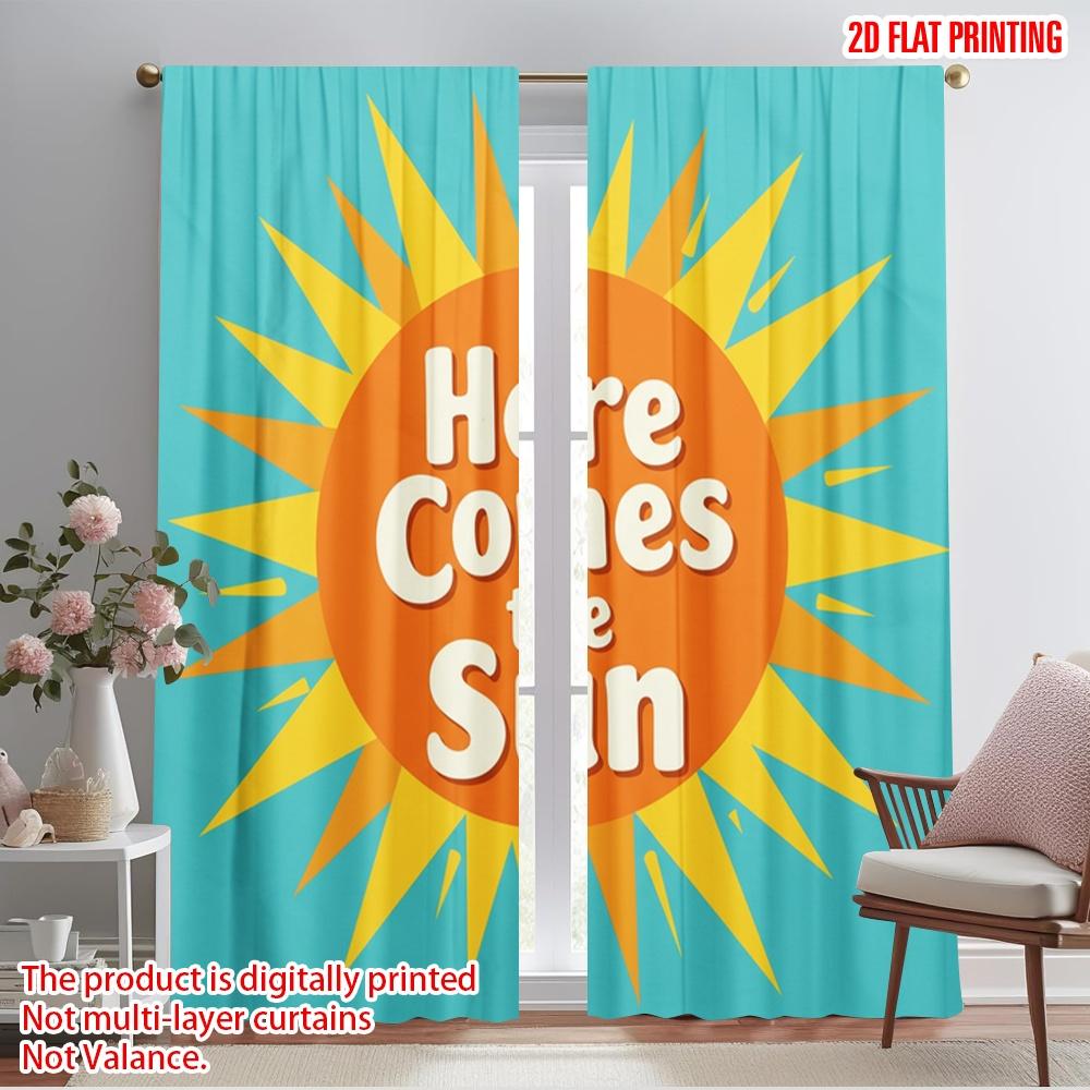 

2pcs 2D flat printing Curtain Here Comes The Sun Polyester Without Electricity Seasonal Party & Holiday Decor Perfect for Wall 52.50×116.00 CM 2pcs