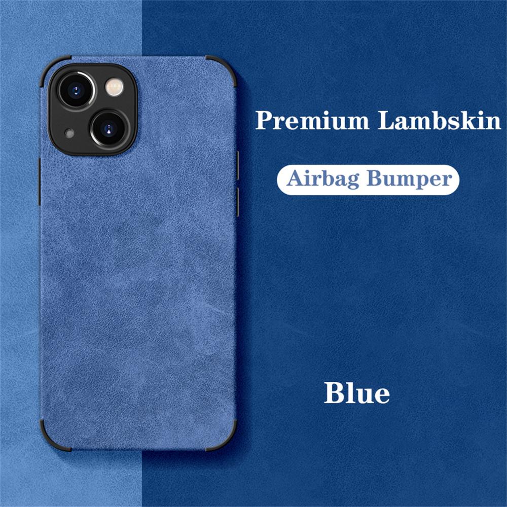 Shockproof Matte Lambskin Leather Case for iPhone 16 15 14 13 12 11 Pro X XR XS Max 7 8 Plus Soft Fabric Vintage Cover