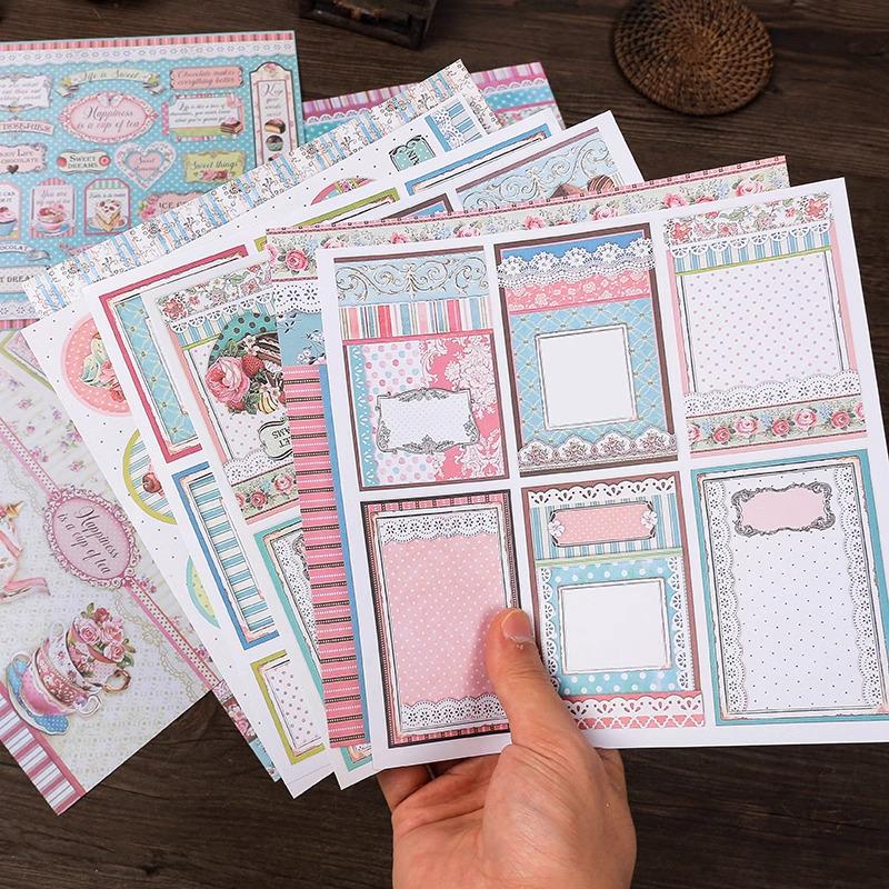 Large Retro Double-Sided Adhesive Journal Base and Decorative Background Paper Stickers
