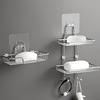 Wall Mounted Double Layer Stainless Steel Soap Dish No Drill Drainage Rack for Bathroom Shower Room