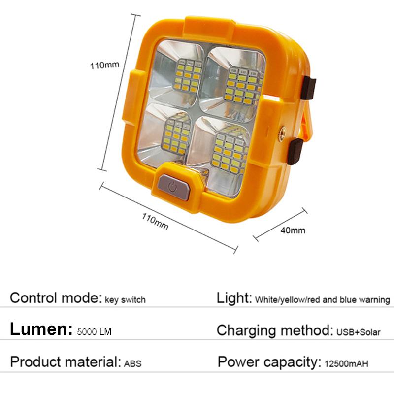 20000LM USB Rechargeable LED Solar Flood Light 10000mAH with Magnet Strong Light Portable Camping Tent Lamp Work Repair Lighting