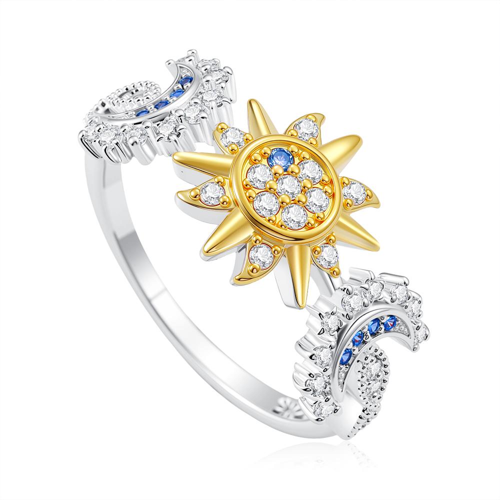 925 Silver Ring Women Star Moon Galaxy Pattern Fashion Jewelry Romantic Valentine's Gift Engagement Party Trendy Gift