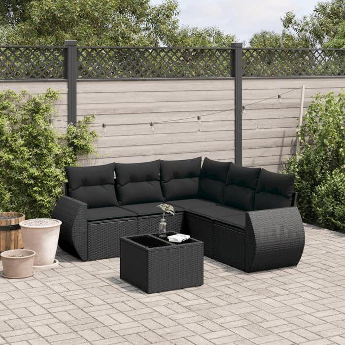 VidaXL Garden Lounge Set with Cushions 6 Pcs, Patio Sofas, Patio Furniture Set, Outdoor Furniture, Black 3221354