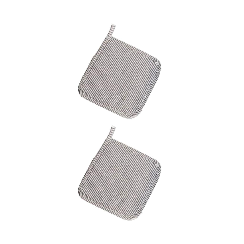 Oven Gloves And Insulation Mat Set Striped Style High-Temperature Resistant Cotton And Linen Kitchen Baking Gadgets