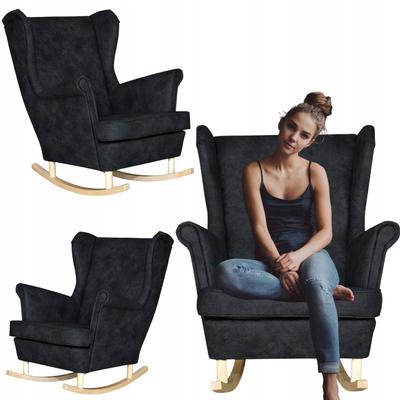 Rocking Chair, Eco Leather, Ari, Scandinavian Style, BLACK,