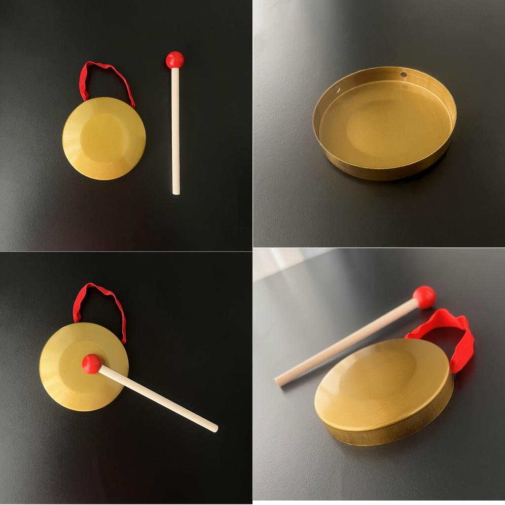 9/12/15cm Mini Gong Instrument Chinese Traditional Percussion Instrument Copper Gong with Beater for Kid Toy Celebration