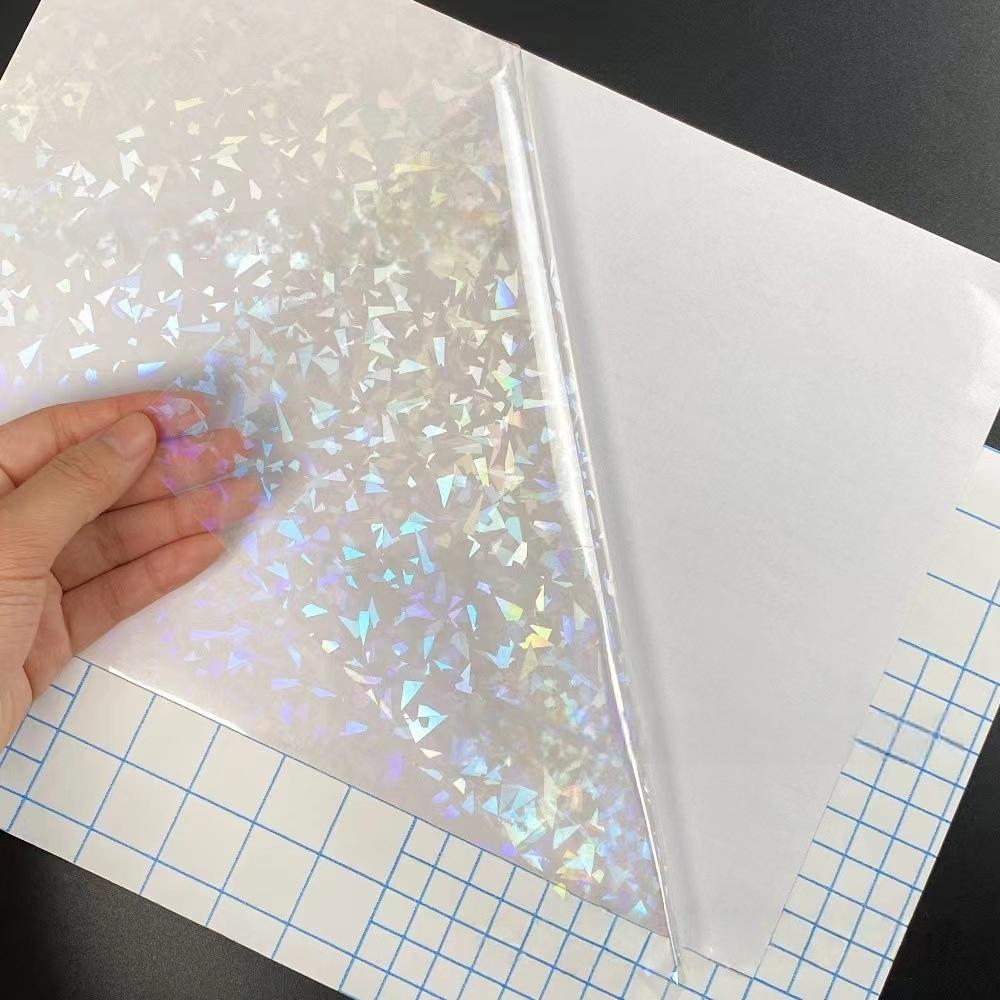 20 Φύλλα Μέγεθος A4 Ολογραφική Ταινία Κρύας Επικάλυψης Διάφανη Αυτοκόλλητη Βινυλική Ετικέτα Αδιάβροχη 8,3x11,7 Ίντσες 5 Στυλ