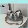 Pu Water Bucket Bag With Wrinkled Design And Chain For Casual Day Use