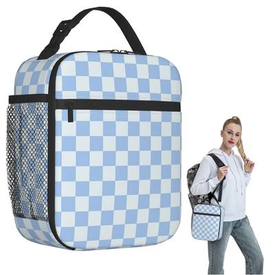 Bolsa de Almuerzo Aislada con Patrón Cuadros Mini para Mujeres Niños Portátil Cajas de Comida Fiambrera Térmica Bolso