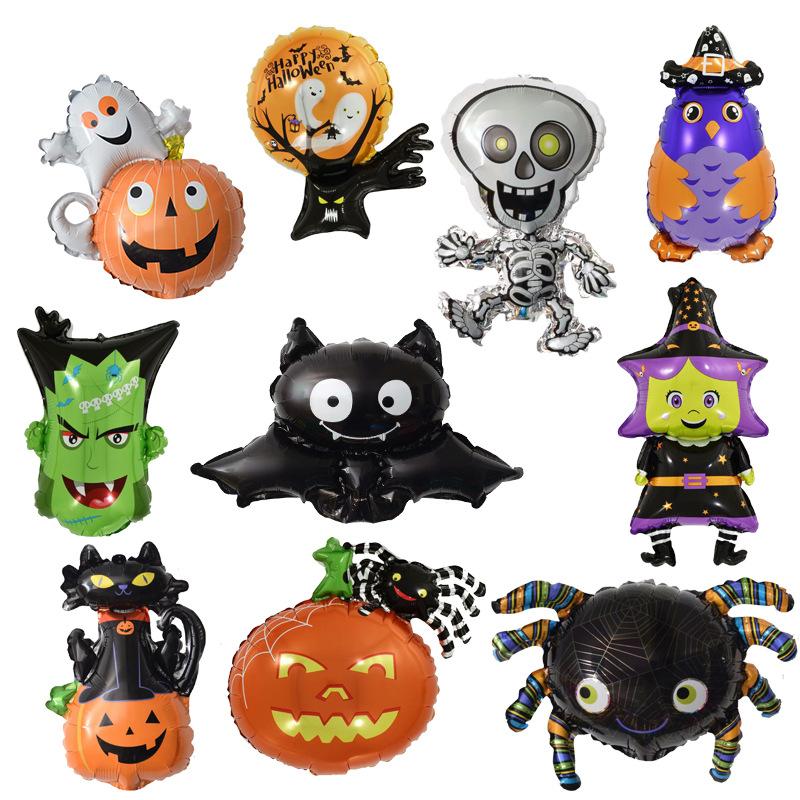 25Pcs Mini Halloween Pumpkin Ghost Foil Balloons Bat Skull Pumpkin Air Globos Kids Horror Halloween Night Party Decorations