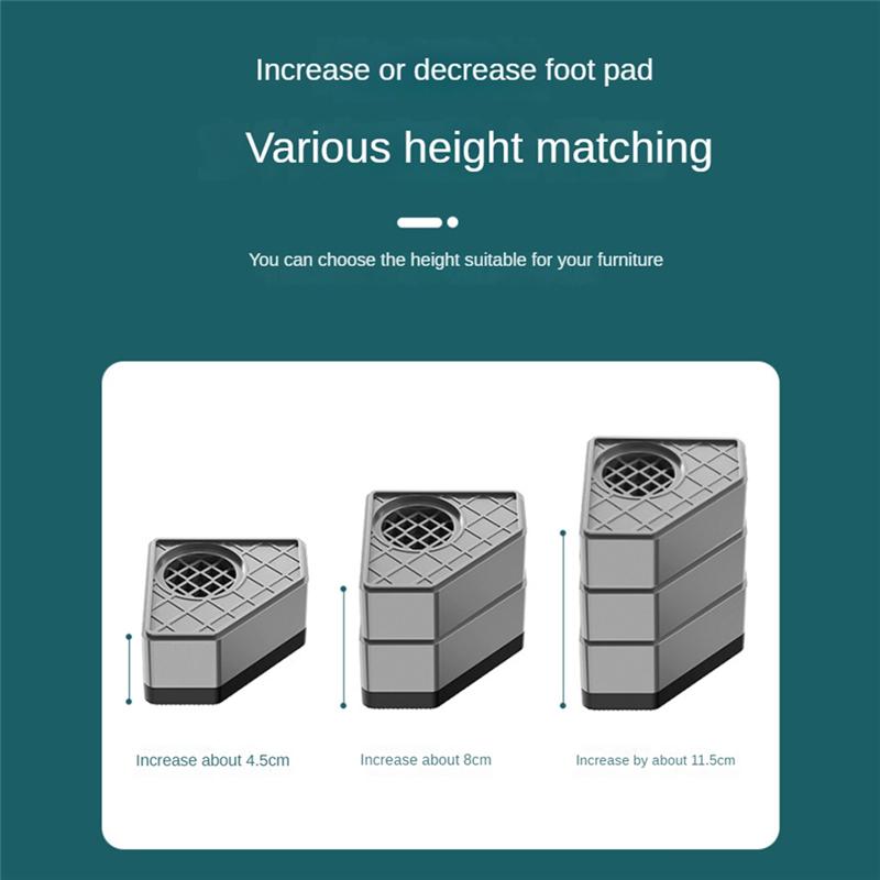 4Pcs Washing Machine Height Increase Pads Anti Pads Silent Skid Raiser Mat Refrigerator Dryer Support Stand 11.5CM