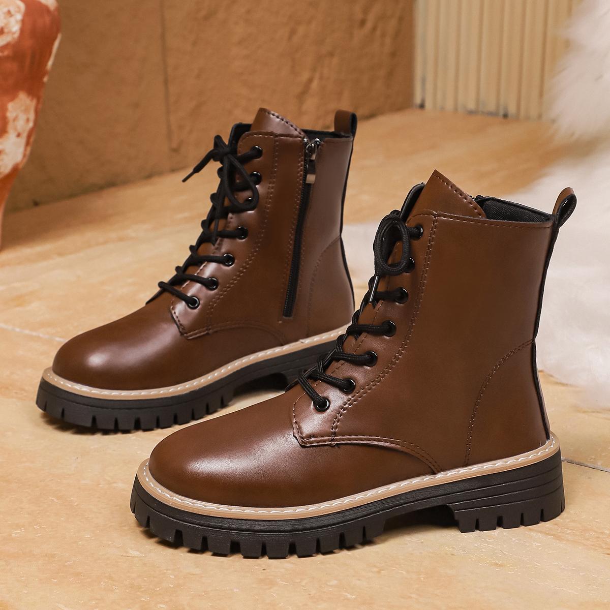 

Boots Woman Trend Ankle Boots Short Barrel Shoes for Women Western Platform Army Boot Comfortable Stylish Sneakers Plus Size New 36