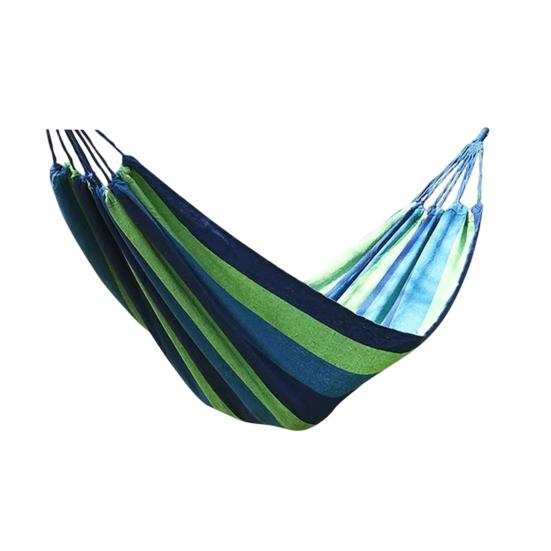 Outdoor Striped Hammock with Rope Bag, Portable Canvas Single Person Hammock, Tree Hanging Hammock for Camping Garden Patio Backyard Porch