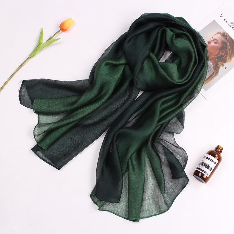 Dual-Use Gradient Mulberry Silk Scarf: Cotton, Linen & Silk Wrap for Women