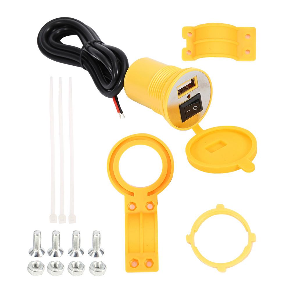 Motorcycle Handle Bar Phone Holder Waterproof USB     12V with   (Yellow)