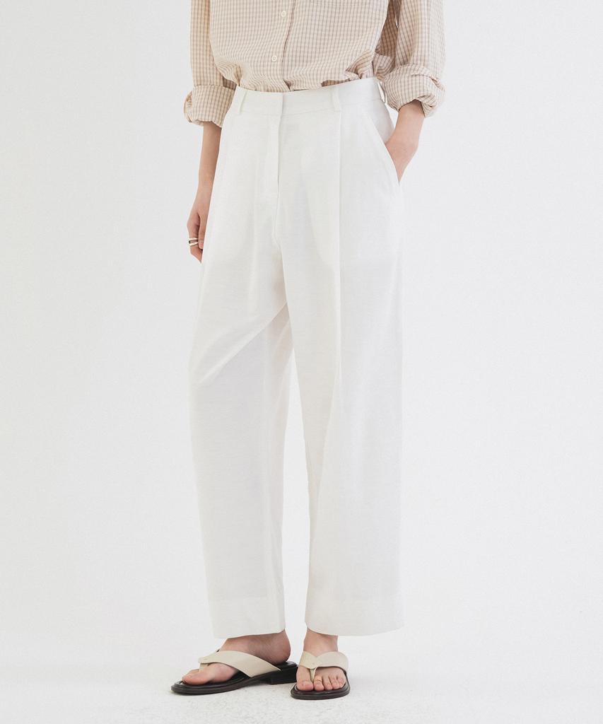 Siyajyu Sipt7157 Semi-Curved Crop Slacks_White