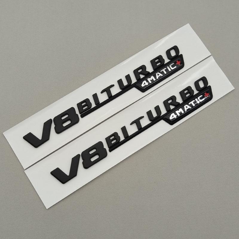 2pcs 3D ABS V8 Biturbo 4matic Car Fender Side Emblem For Mercedes Benz C63S W205 E63S W213 S63 W222 GLC63S X253 GLE63S W167 AMG