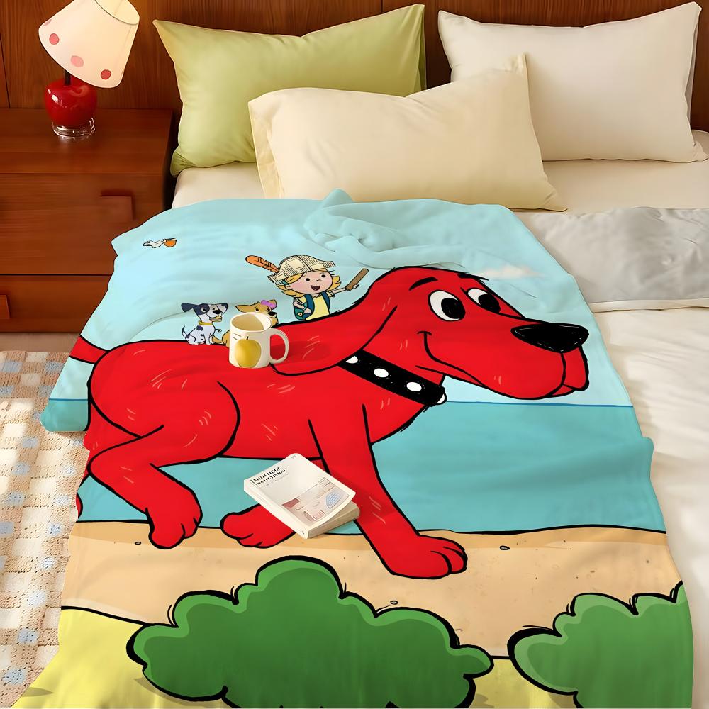 Cartoon C-Clifford the Big R-Red D-Dog Throw Flannel Throw Blanket, Lightweight Cozy, Durable Washable cute Cool