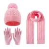 3-12Y Children's Warm Knitted Hat Scarf Gloves Set Thickened Lining Knit Beanie Warm Neck Scarves Windproof Outdoor Protecting