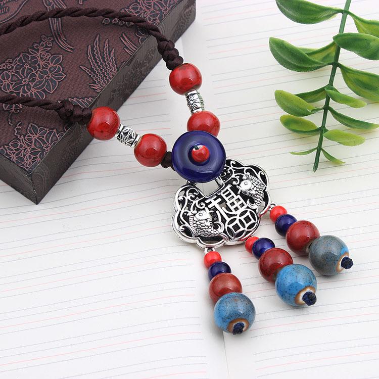 Original Ethnic Style Versatile Clothing Accessories Flower Pendant Temperament Long Necklace Retro Pendant Sweater Chain Autumn and Winter