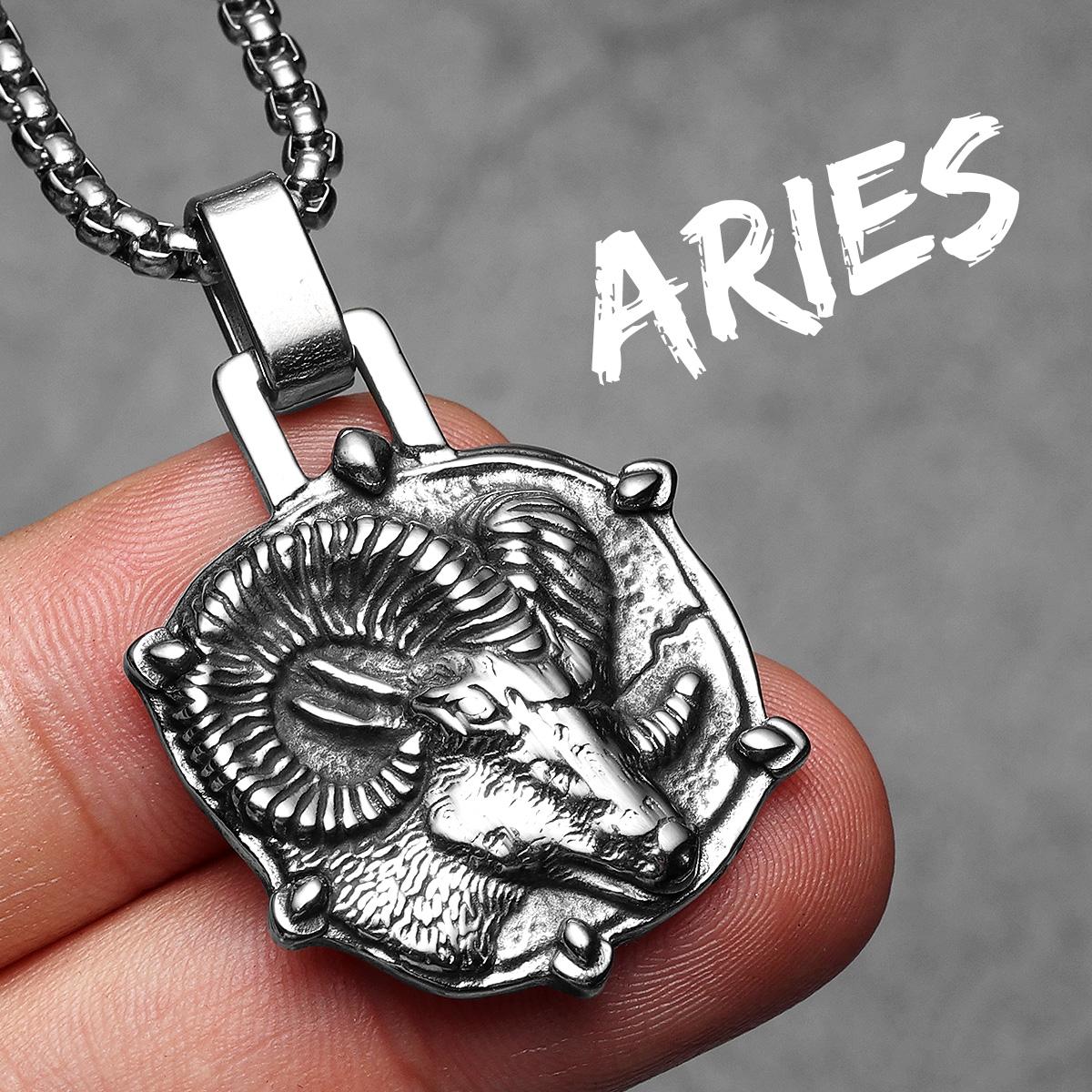 

12 Constellation Men Necklaces Stainless Steel Pendant Chain Women Couple Jewelry Vintage Punk New Accessories Gifts